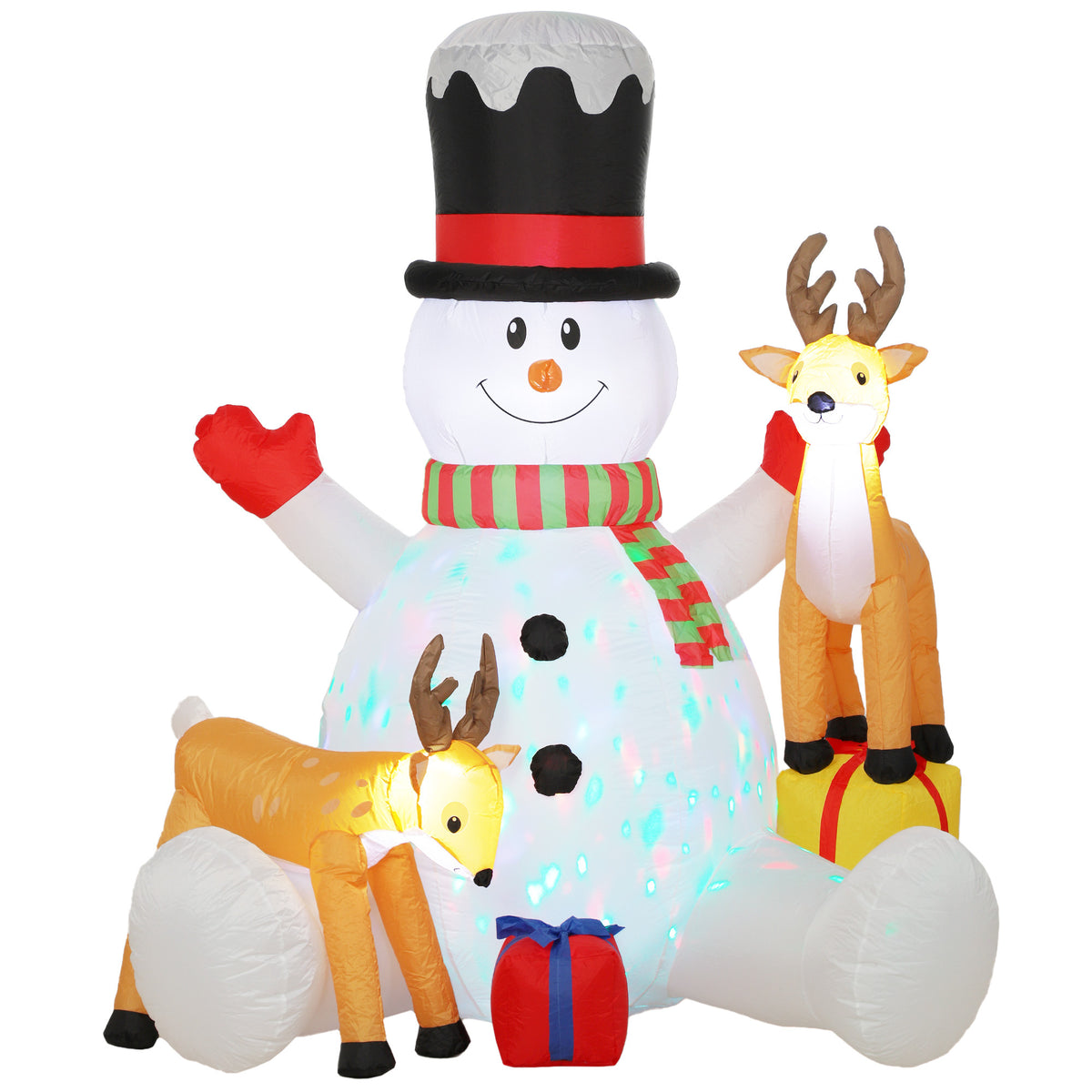 Outsunny 7ft Giant Christmas Inflatable Snowman With 2 Reindeer