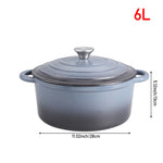 Enameled Cast Iron Dutch Oven With Lid, Heavy-duty Round Casserole Pot, Oven Safe Up To 500°f | 6L | Grey