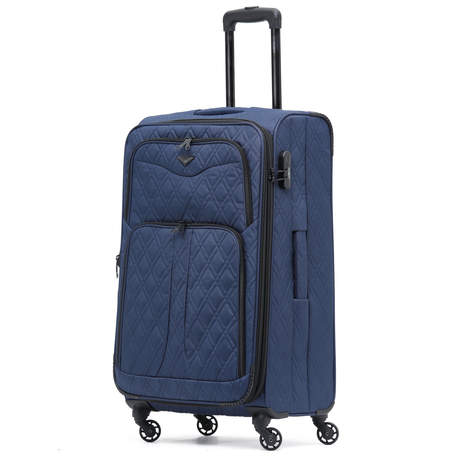 Medium 26" Lightweight 4 Wheel 800d Soft Case Quilted Suitcases Set Of 3 Anti Crack - Cabin & Hold Luggage 100+ Airlines Approved | Medium | Navy Blue