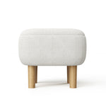Teddy Fleece Footstool With Rubberwood Legs & Felt Pads | White