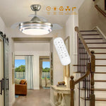 42 Inch Modern Chrome Ceiling Fan With Led Light & Remote 3 Blade Quiet Fan