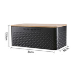 Countertop Metal Bread Box Container With Bamboo Lid | Black