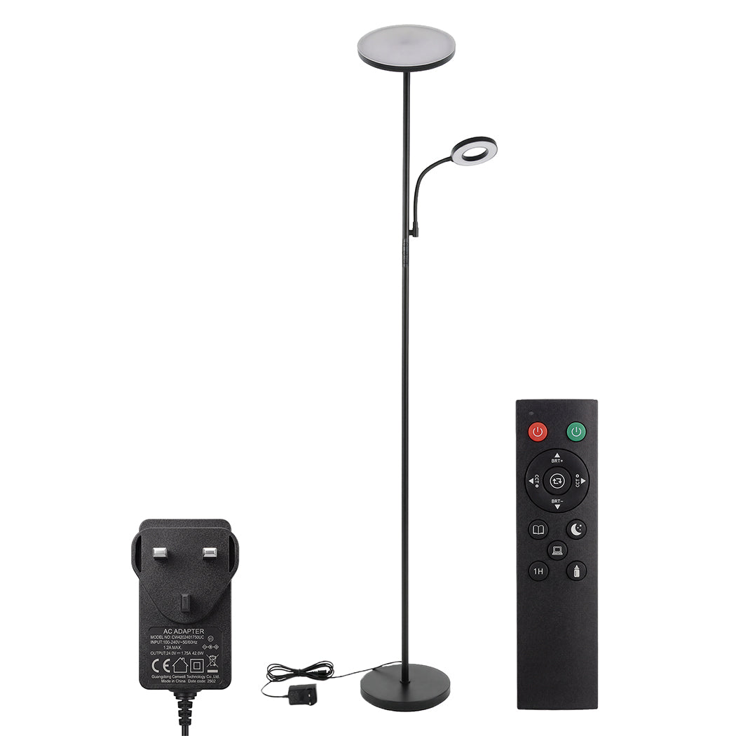 Emitto Modern Floor Lamp 2-in-1 Adjustable Reading Light Remote Control Timer
