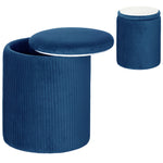 Round Storage Ottoman With Removable Top | Blue