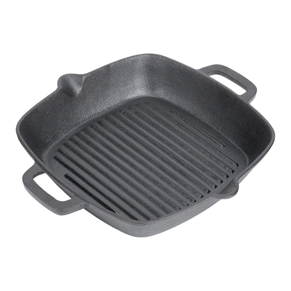 26cm W X 26cm D Pre-seasoned Cast Iron Grill Pan With Dual Handles