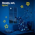 Grey Glow In The Dark Cushion With Star Pattern Soft Plush Bedroom