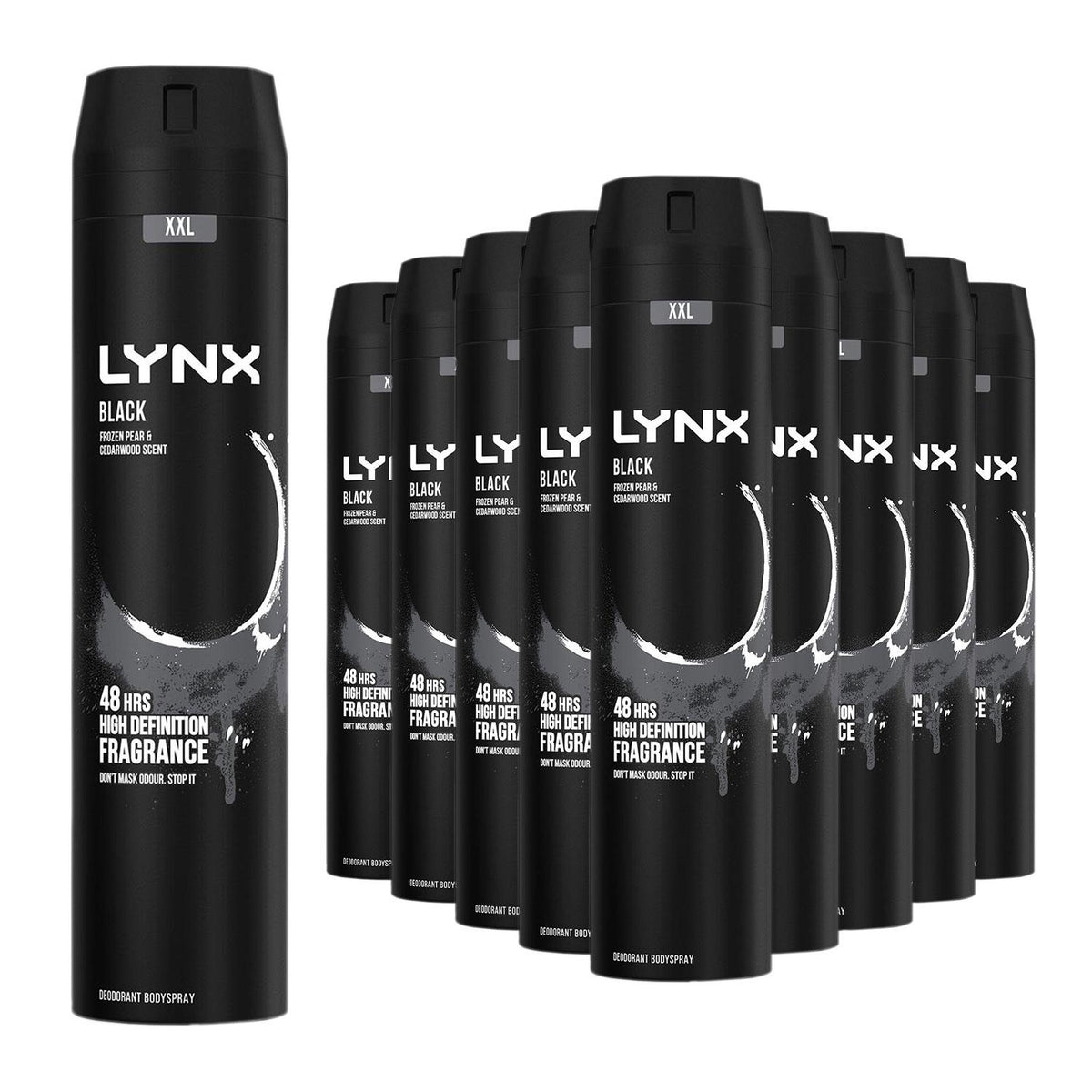 Xxl Aerosol Deodorant Body Spray Black 48h Protection 250ml, 24 Pack | Set of 24