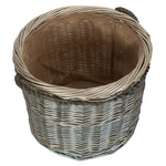 Wicker Rope Handled Antique Wash Round Log Basket | Medium | Brown