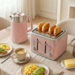 1.7l 3000w Rapid Boil Kettle And 4 Slice Toaster Set | Pink