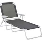 Folding Sun Beach Lounger W/ 4-level Backrest | Dark Gray