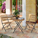 3 Pcs Folding Rattan Wicker Bistro Set, Coffee Table Set | Natura