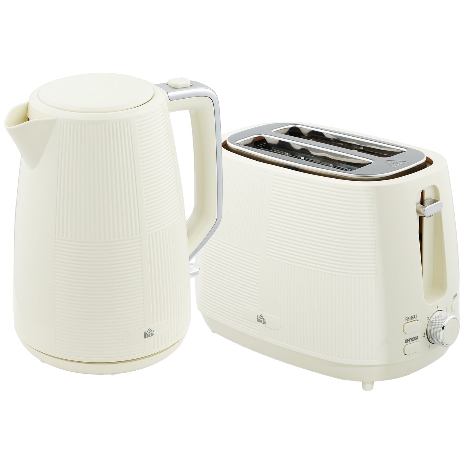 1.7l Fast Boil Electric Kettle And 2 Slice Water Toaster Set | Cream
