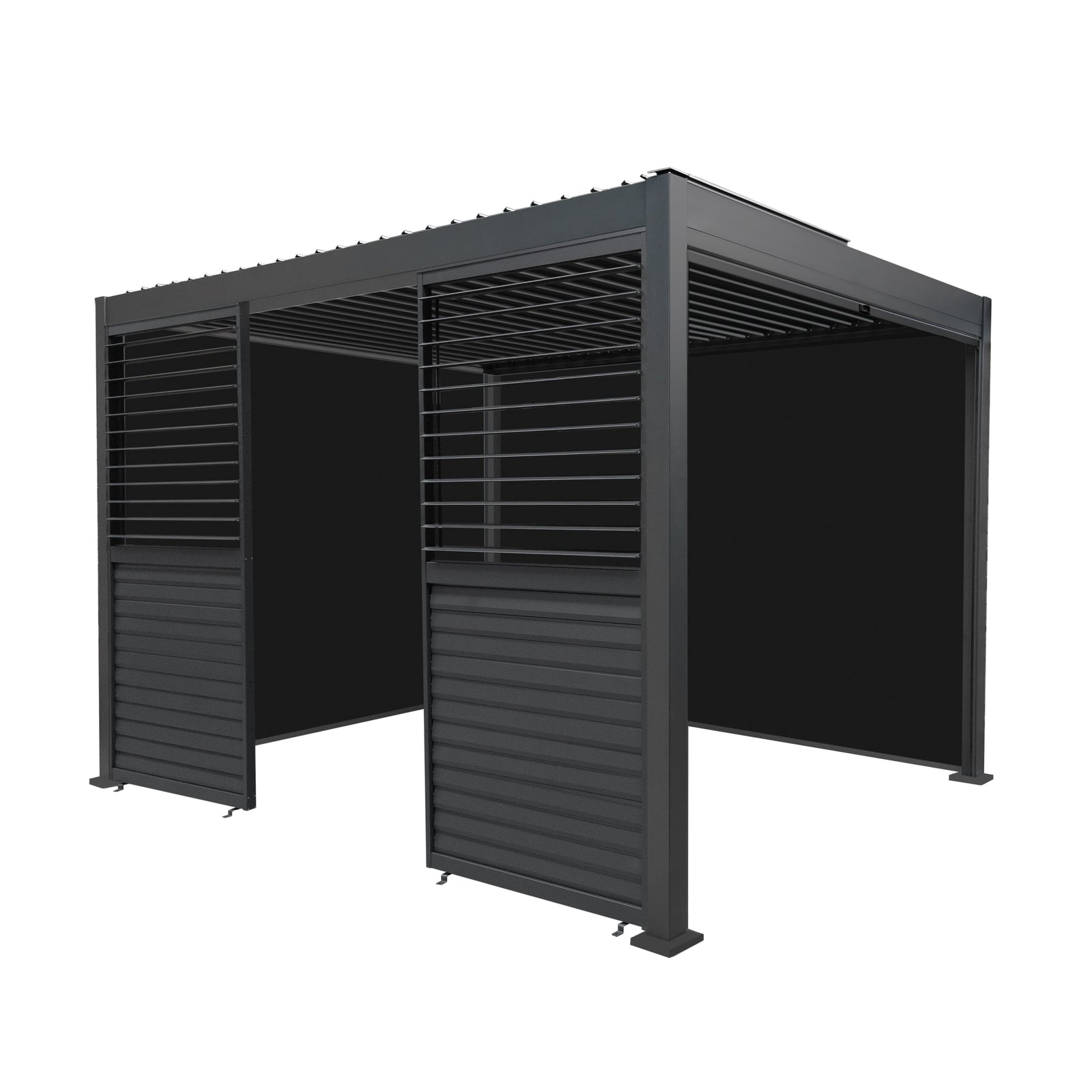 Aluminium Pergola With Anthracite Blinds & 2 Shutter Panels | 3m x 3m | Anthracite