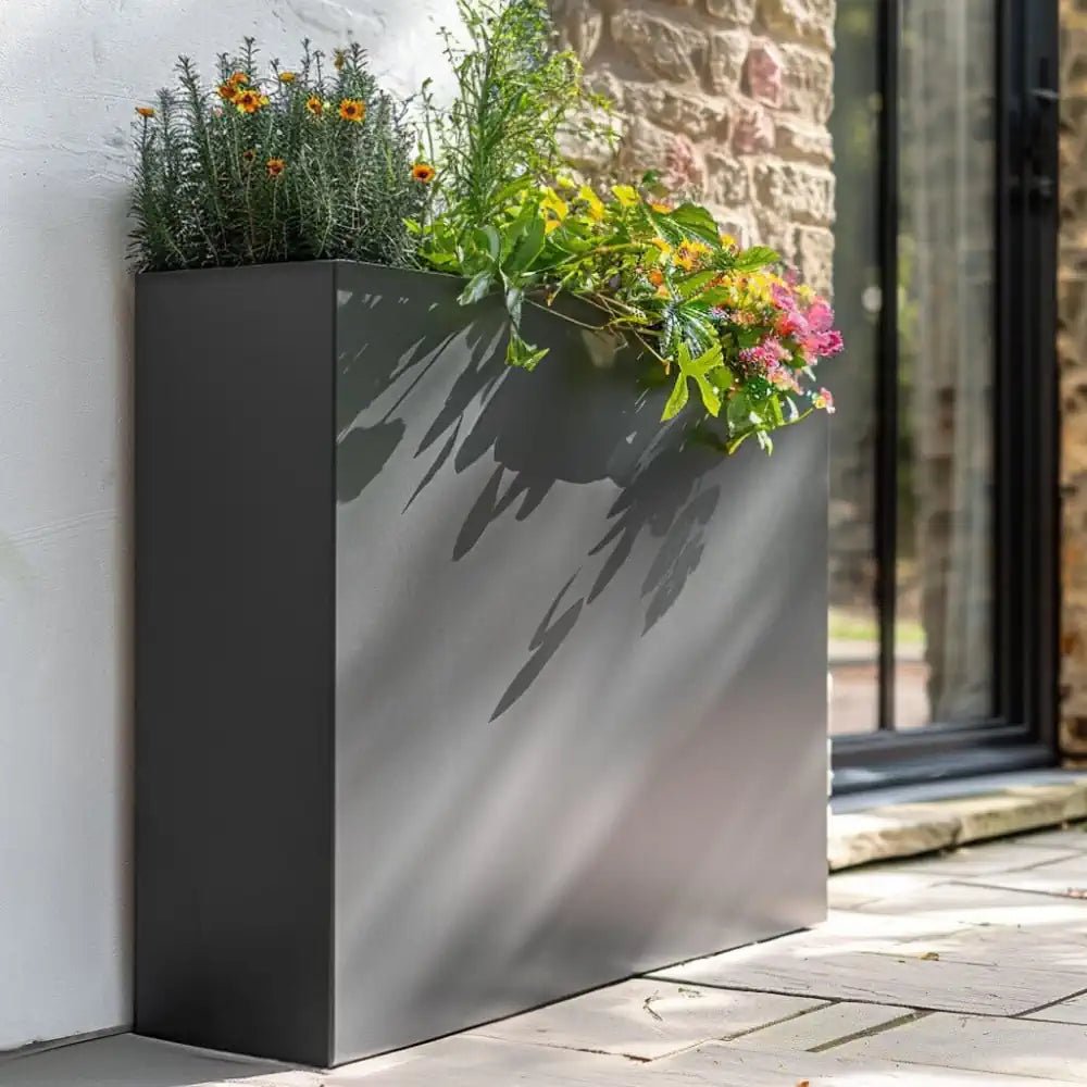 Long Zinc Galvanised Tall Trough Planter | 100cm x 35cm x 80cm | Gray