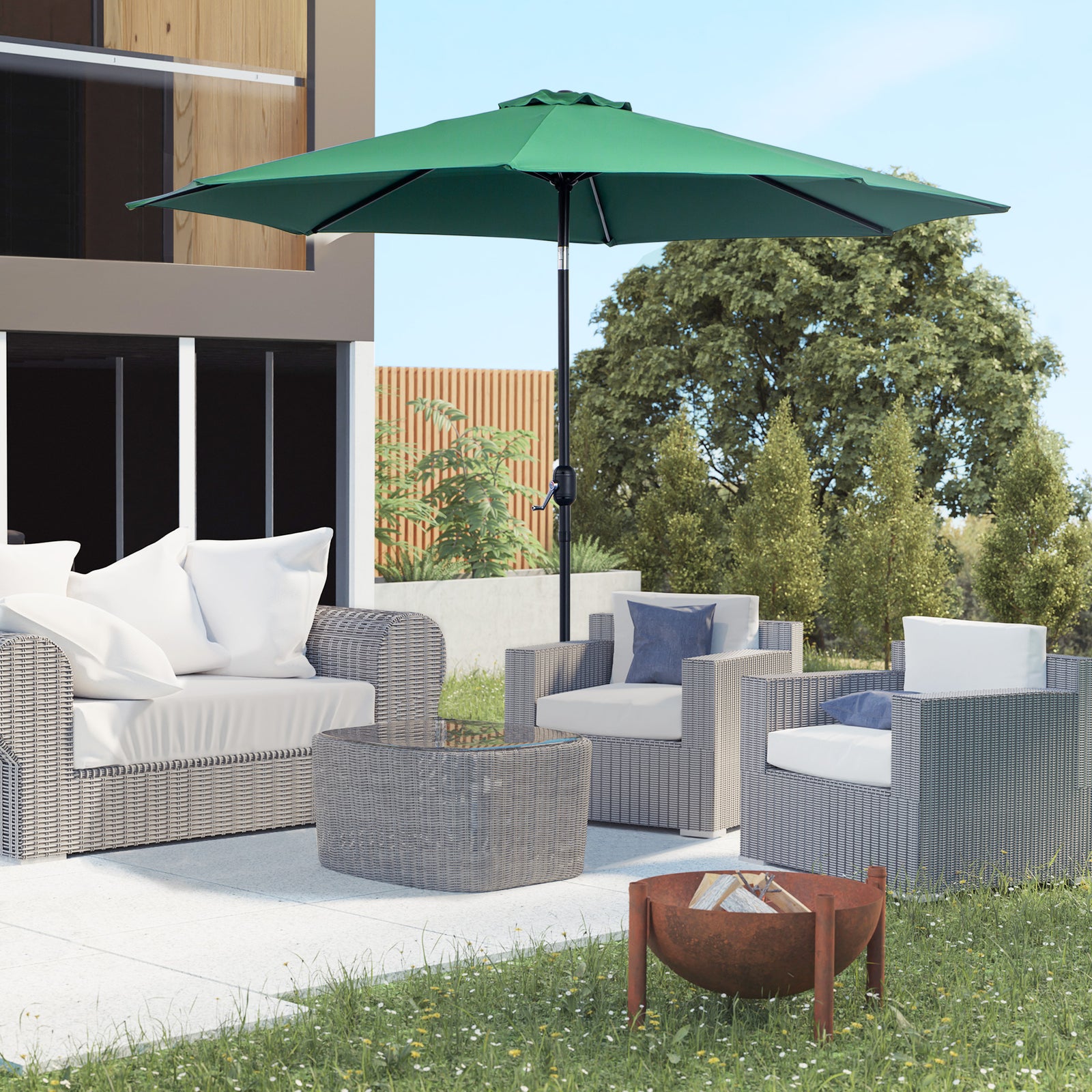 3m Patio Umbrella With Tilt And Crank | Green