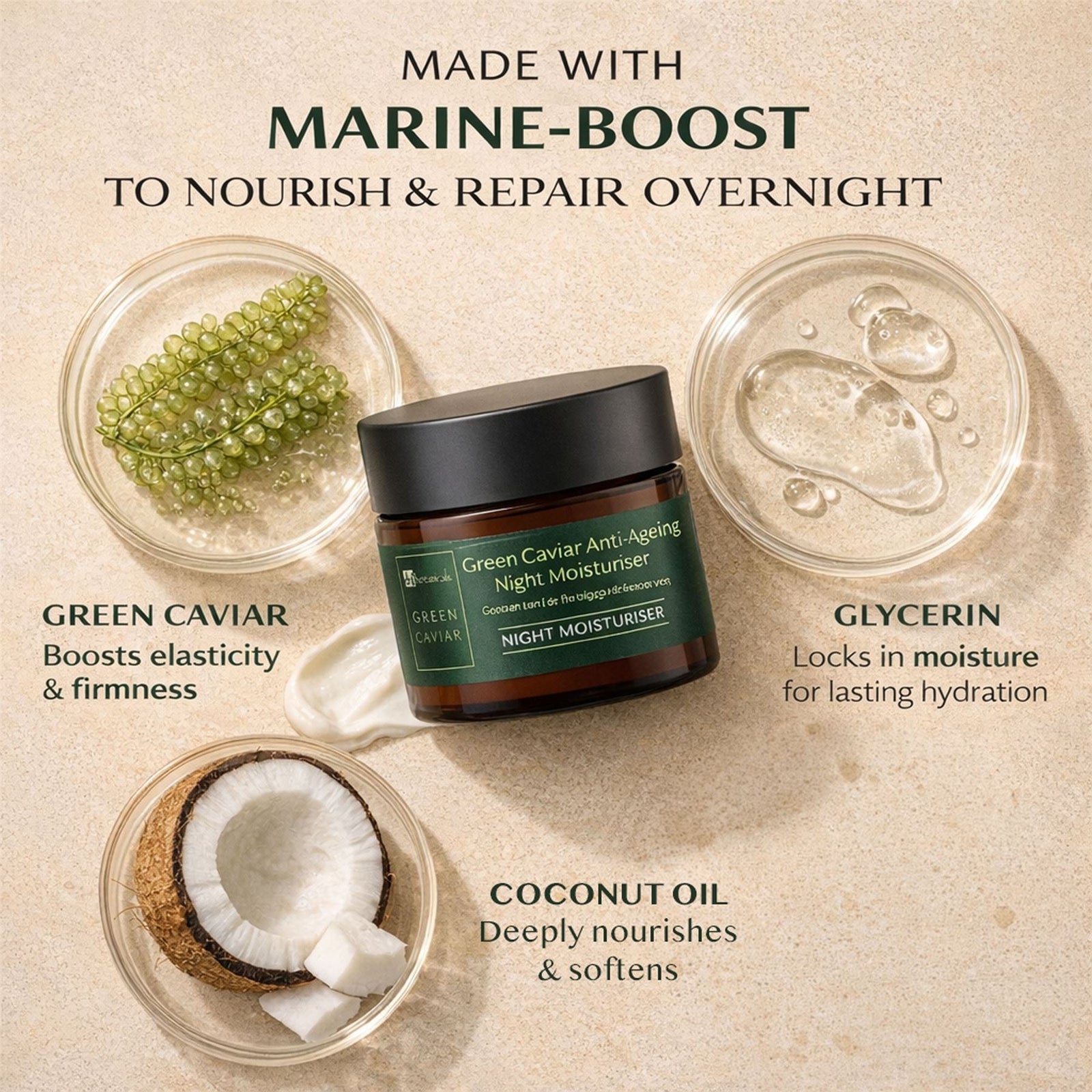 Green Caviar & Argan Oil Anti-oxidant Anti-ageing Night Cream 50ml For Anti-ageing And Nourishment
