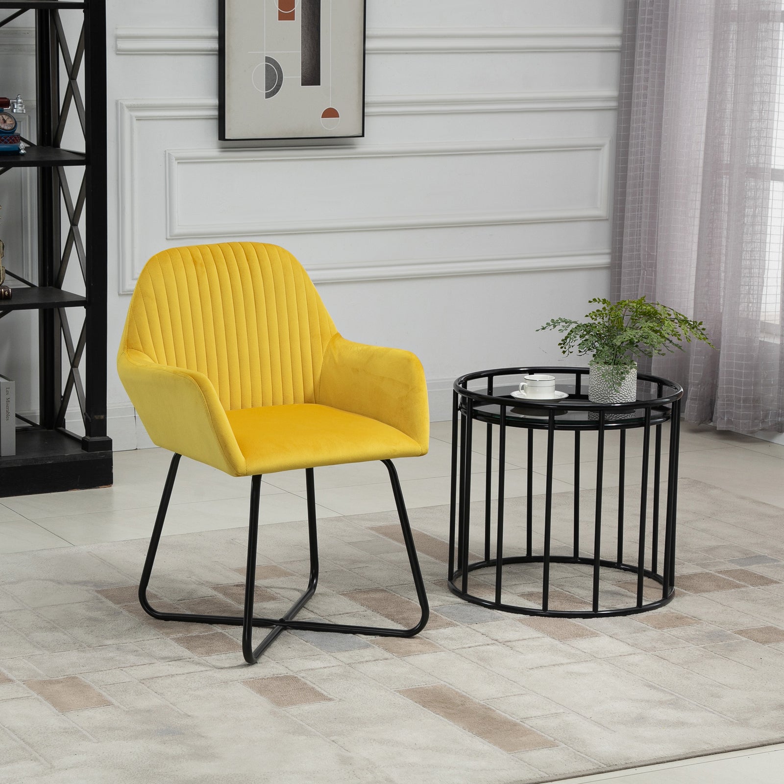 Accent Chair Velvet-feel Upholstered Lounge Armchair | One Size | Yellow