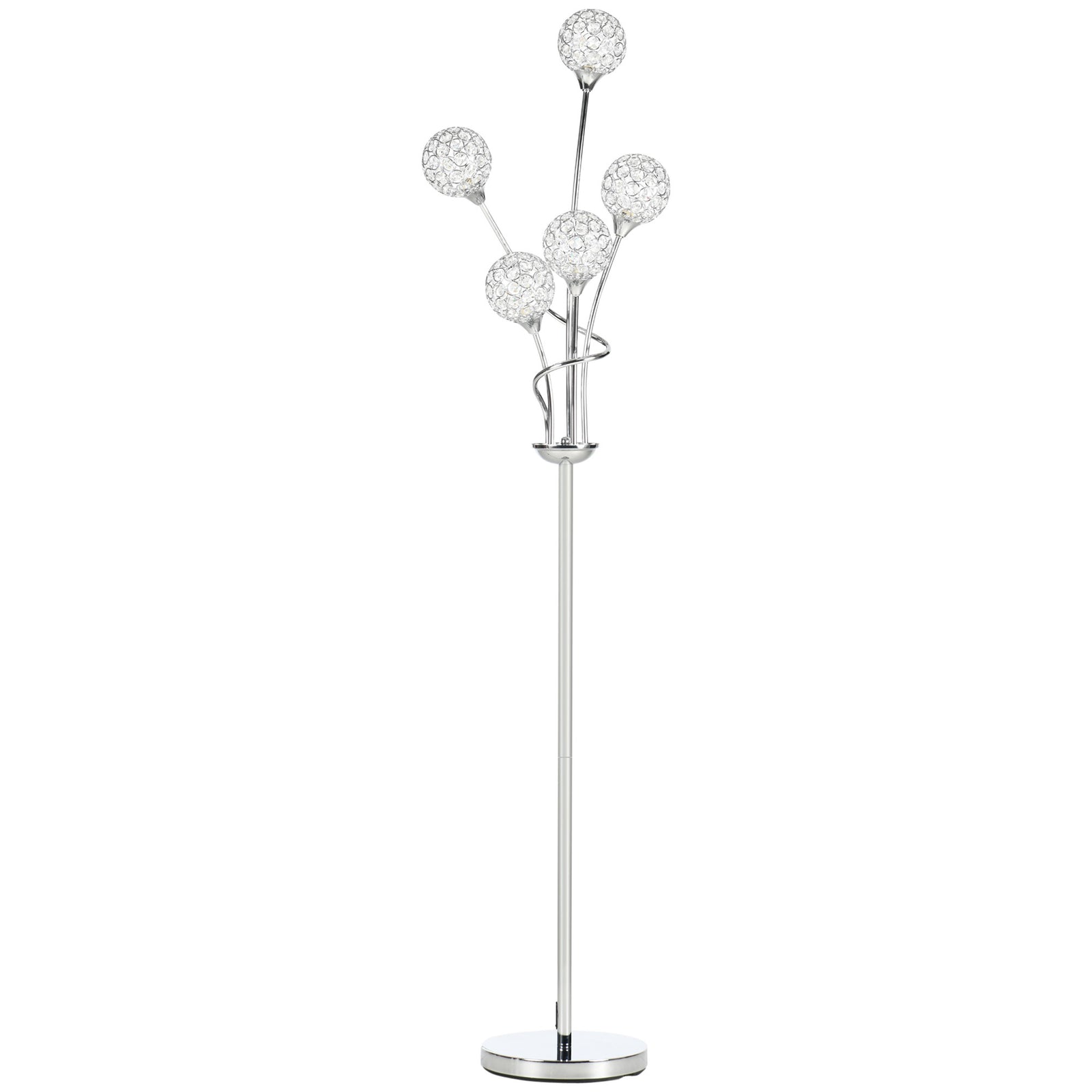 Modern Floor Lamp With K9 Crystal Shade 5 Light | One Size | Silver