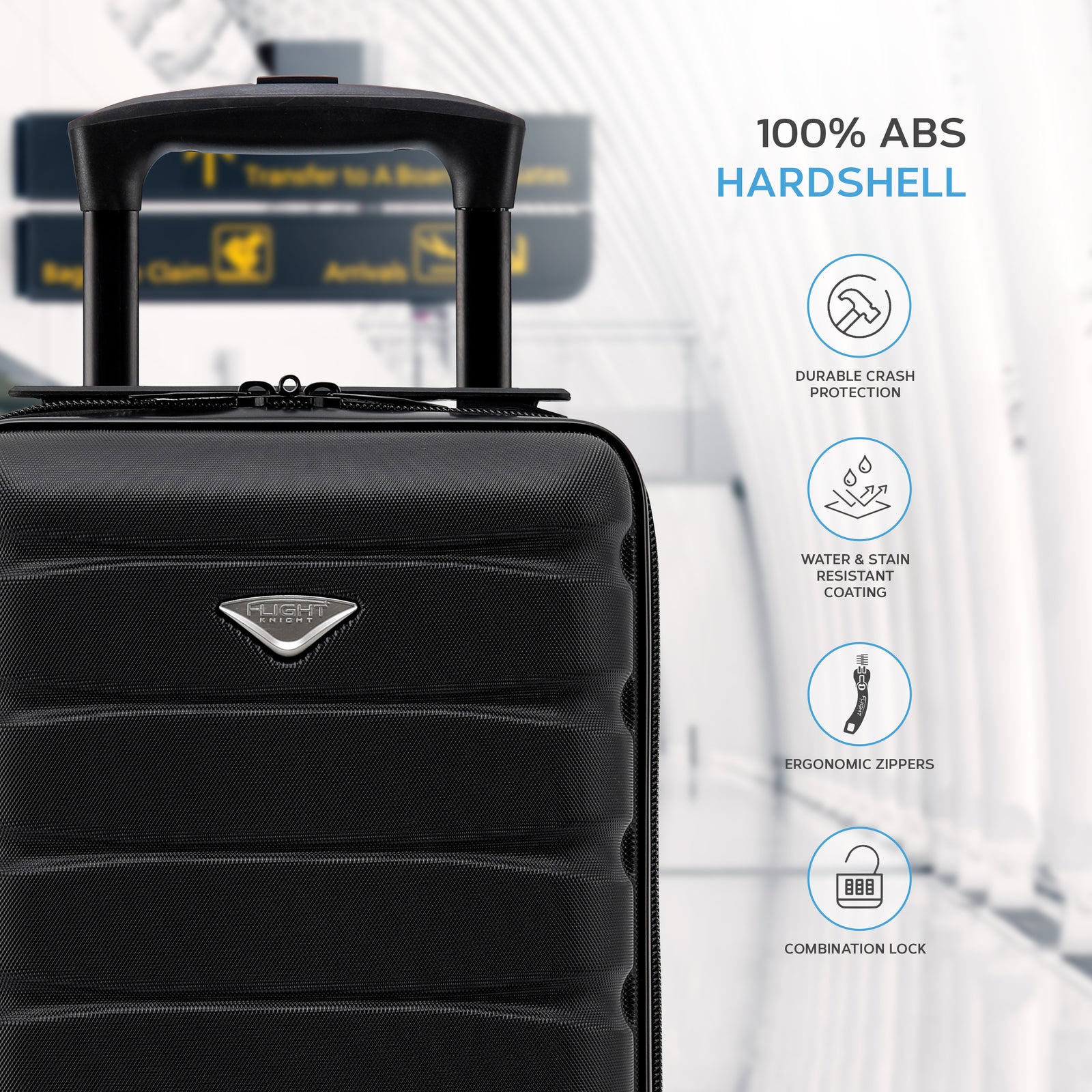 40x20x25cm Hard Case Cabin Suitcase Ryanair Free Approved Carry On | Cabin | Black