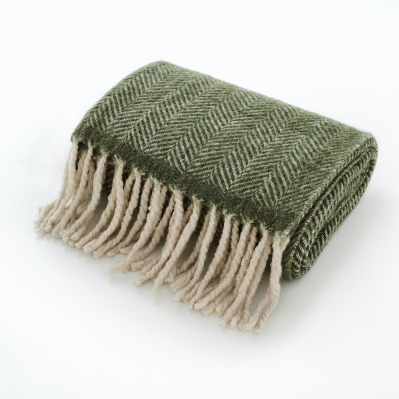 Moorland Soft 100% Brushed Wool Throw | 130cm x 170cm | Green