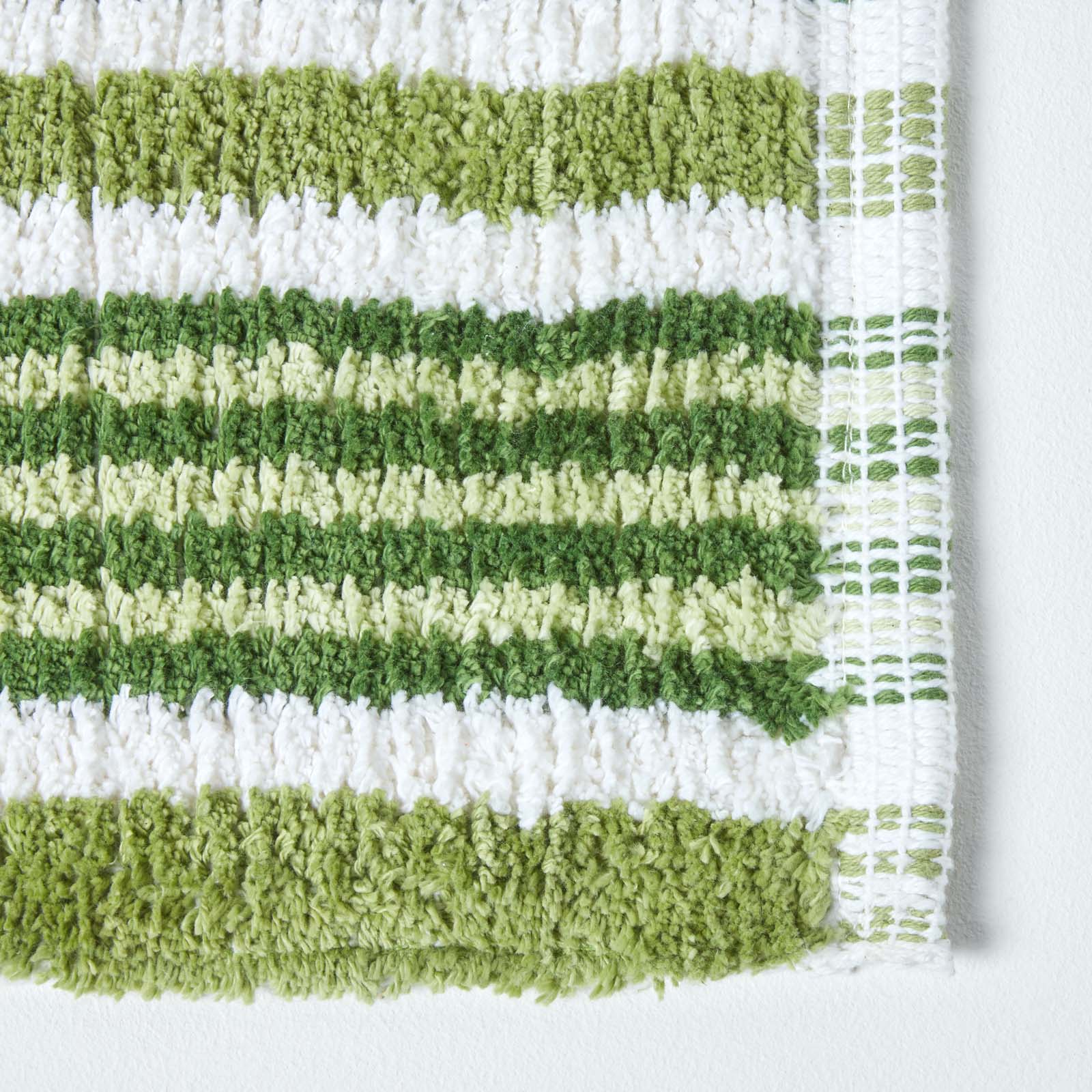 Handloomed Striped Cotton Bath Mat | 40 x 60cm | Green