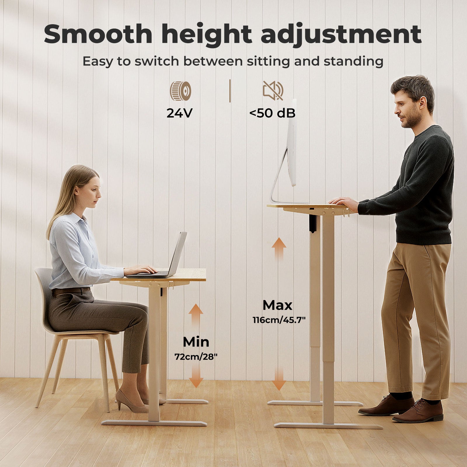 Electric Standing Desk Height Adjustable With Memory Control | Natural