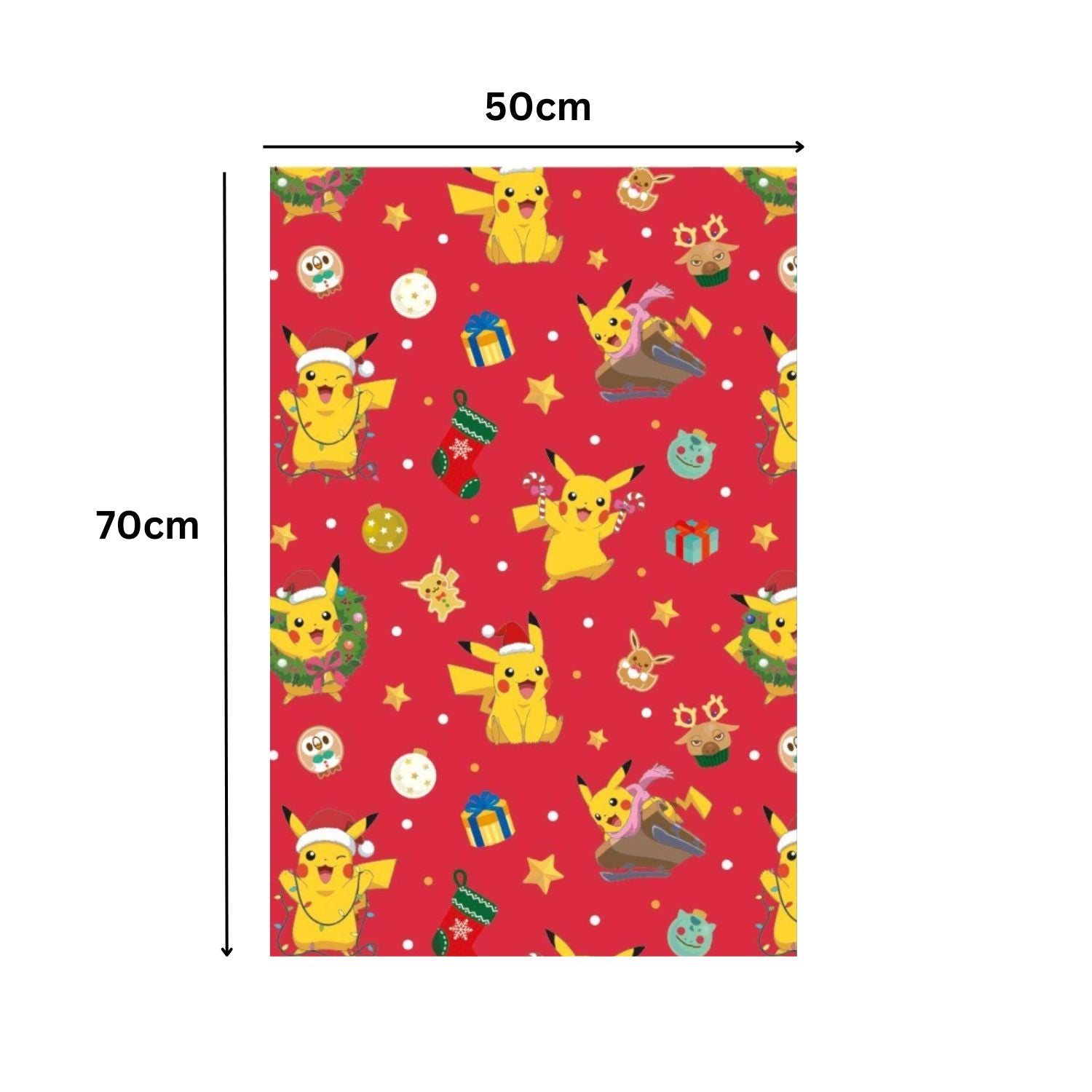 Pokemon Christmas Gift Wrap, 4 Sheet 4 Tag, Official Product