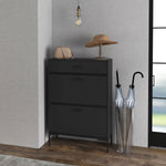 Shoe Storage Cupboard With 2 Flip Doors Sliding Out Drawer | One Size | Black