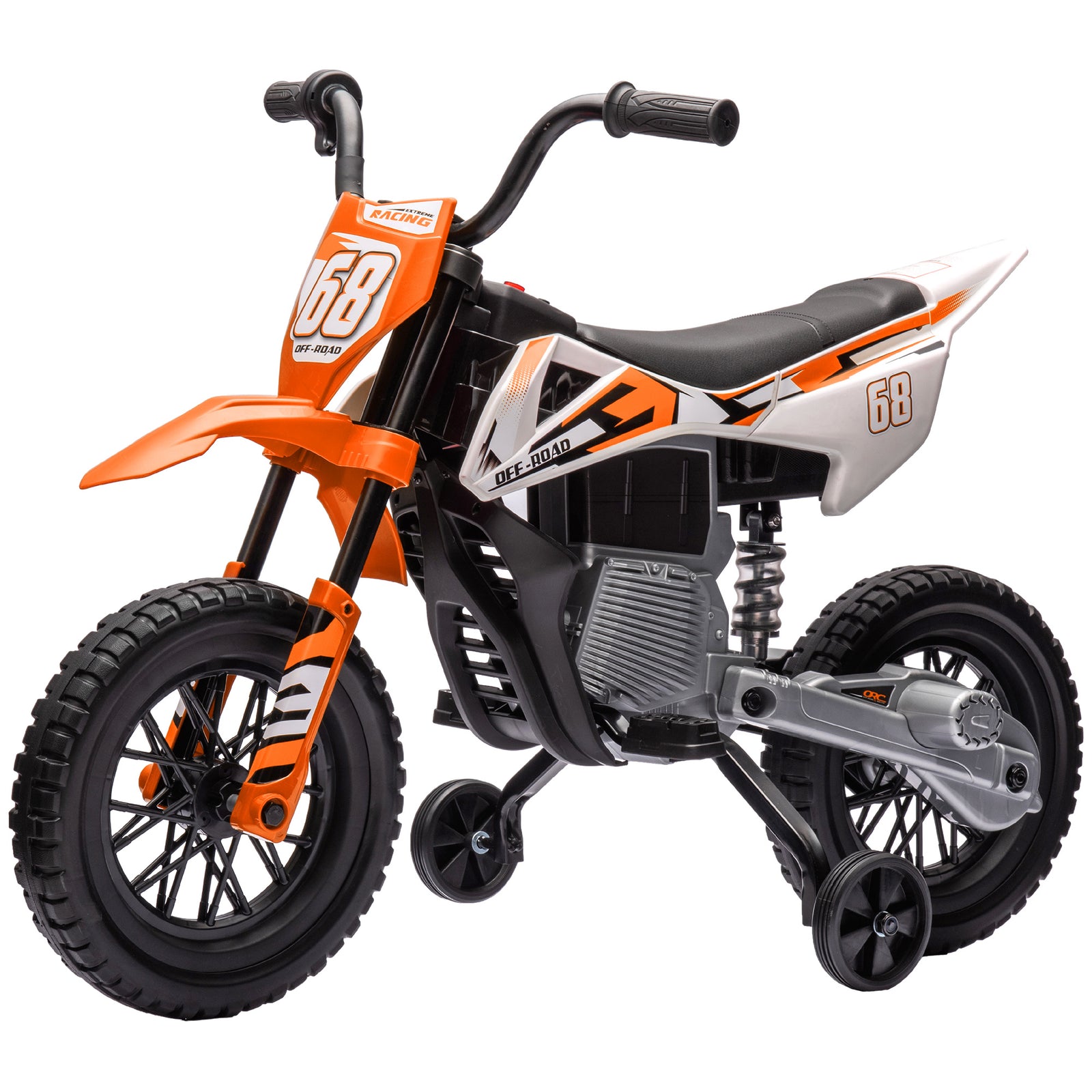 12v Kids Electric Motorbike W/ Twist Grip Throttle, Music | Orange