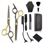11-piece Hair Cutting Scissors Thinning Shears Set | Black & Gold