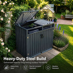 Nicoman Outdoor Metal Bin Storage Double Wheelie Bin Storage Shed