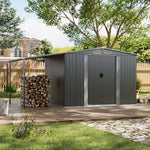 8.14 ft x 6.8ft Outdoor Metal Storage Shed With Extended Roof