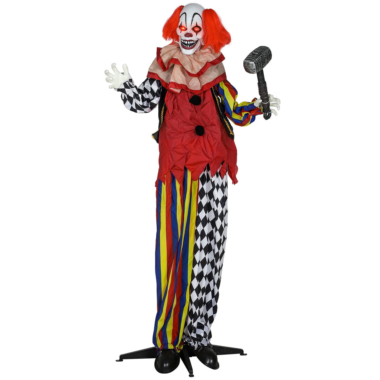 Sound Activated Halloween Animatronics Clown With Red Light Up Eyes