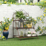 3 Tier Metal Plant Stand, Flower Pot Display Shelf Outdoor