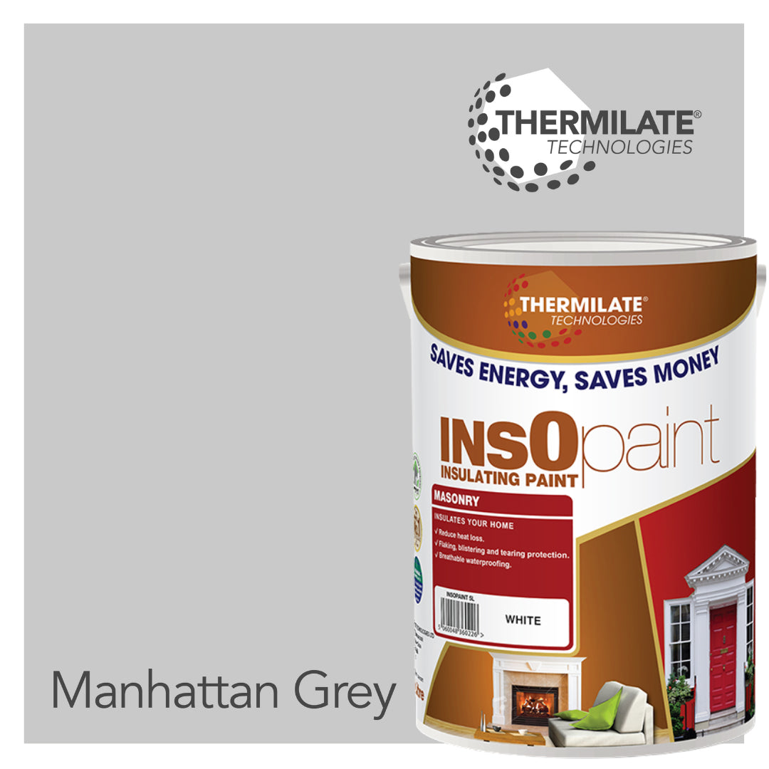 Insopaint Exterior Masonry Paint - Heat Reflecting, Insulating & Weatherproof Exterior Wall Protection | 5l | Manhattan Grey