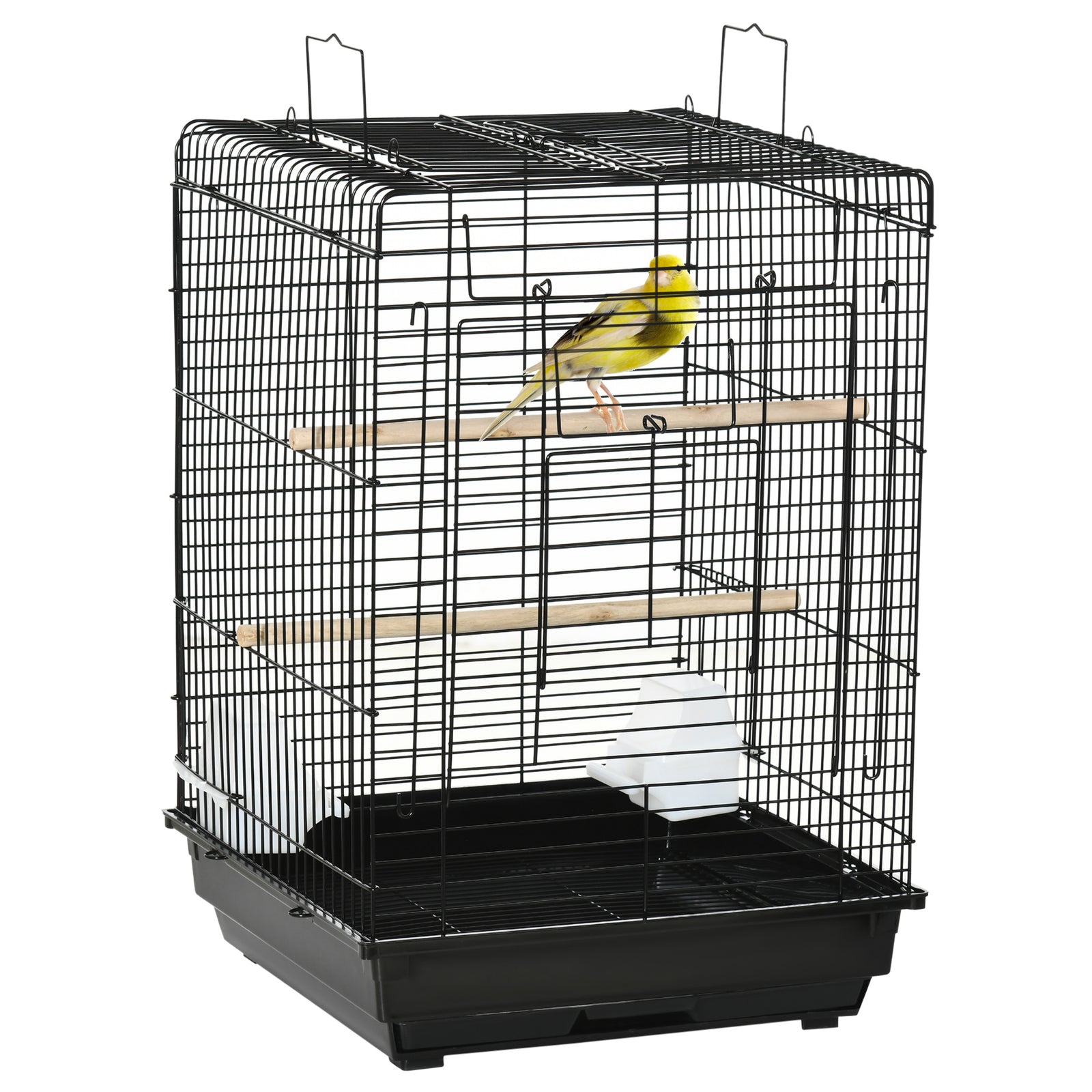 59cm Bird Cage With Openable Top, Stand, Tray, Handles, Feeding Bowls