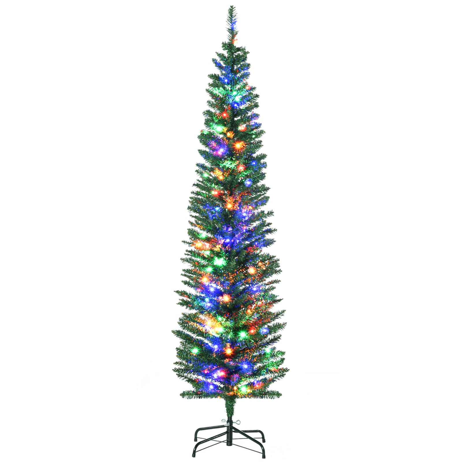 6/7.5ft Artificial Pencil Christmas Tree With Steel Base | 6ft | Green