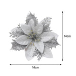 24 Pieces Artificial Christmas Tree Flowers Xmas Festive Poinsettia Flowers Ornament Set | Silver