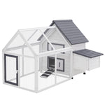 Pawhut Wooden Chicken Coop Hen House Enclosure Garden With Ramp Run Nesting Box