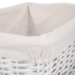Wicker White Wicker Cotton Lined Storage Basket | Large | White