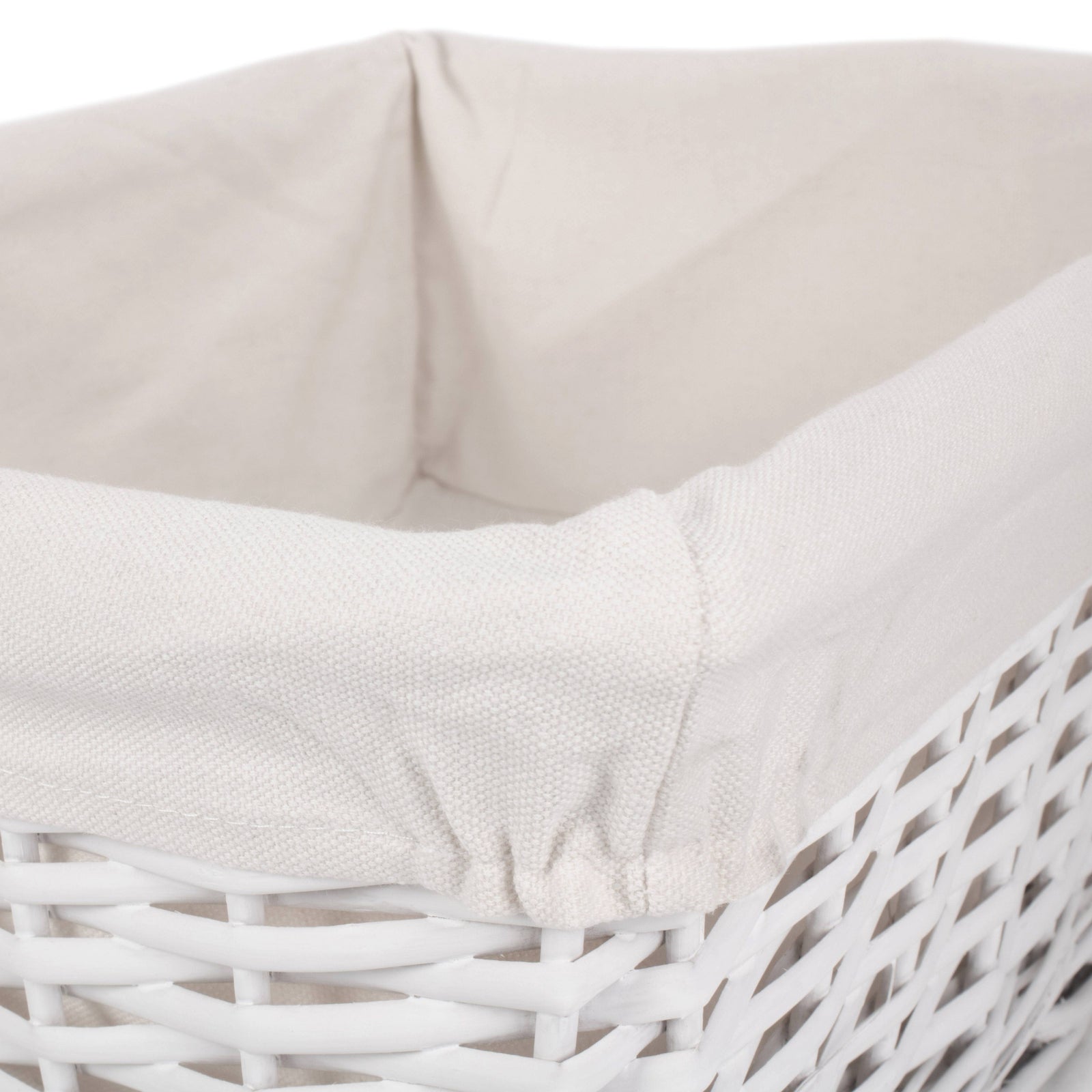 Wicker White Wicker Cotton Lined Storage Basket | Large | White