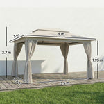 3 X 4 M Outdoor Garden Gazebo With Upf50+ Double roof | Beige