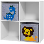 Toy Organiser With Two Non-woven Fabric Drawers For Bedroom - White