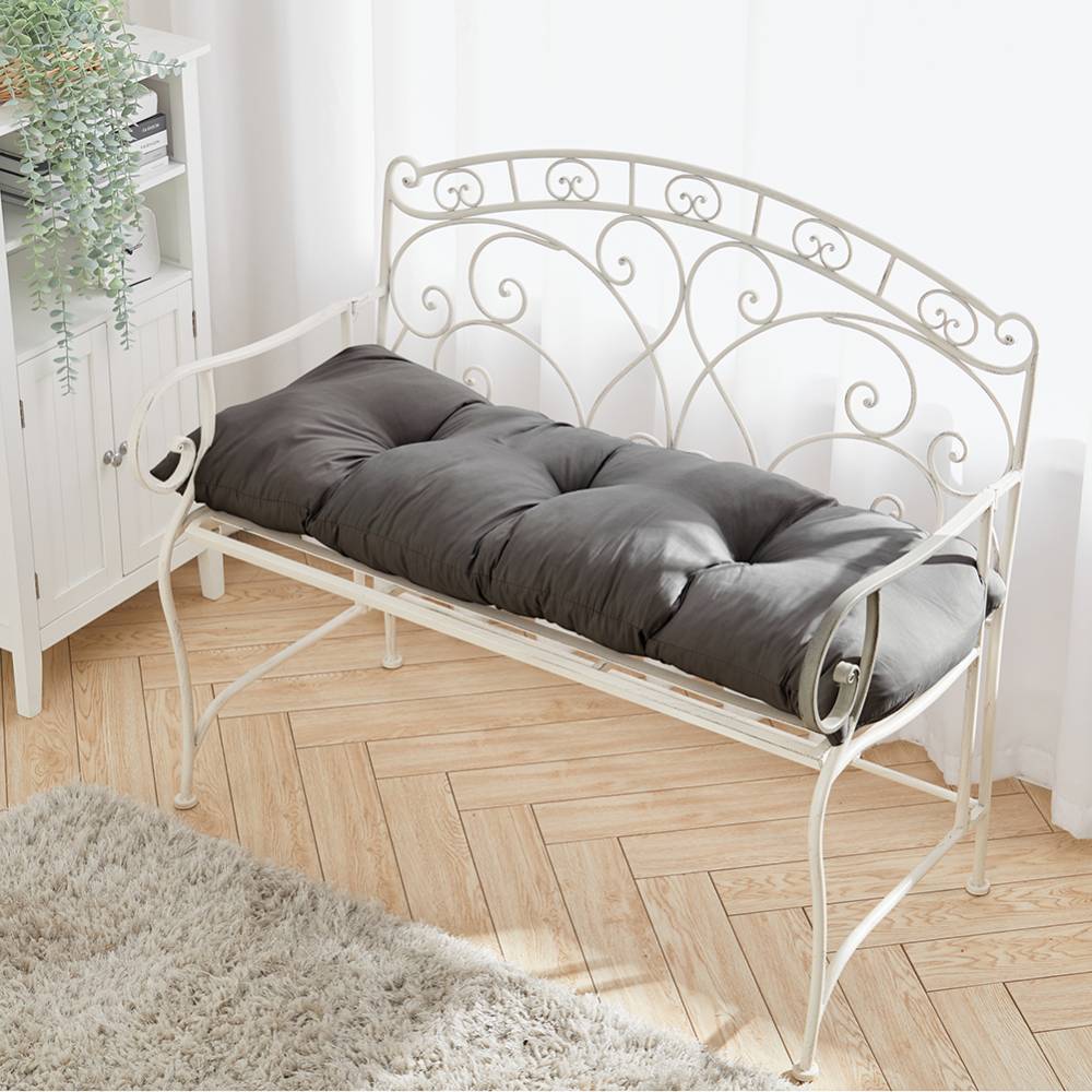 Comfortable Rectangular Tufted Bench Cushion Soft Seat Pad | Small | Dark Grey