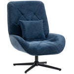 Swivel Accent Chair, Chenille Armchair With Lumbar Pillow | Dark Blue