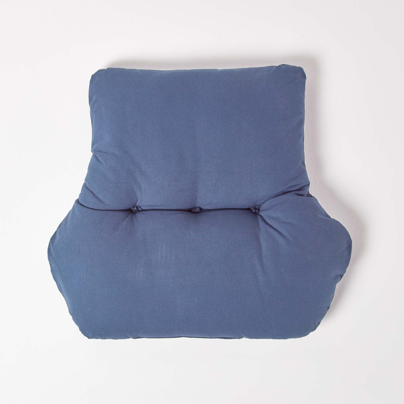 Cotton Back Support Thick Lumbar Cushion | Navy Blue