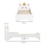 Unicorn-designed Toddler Bed Frame, For Ages 3-6 Years, 143 X 74 X 67cm - White | White