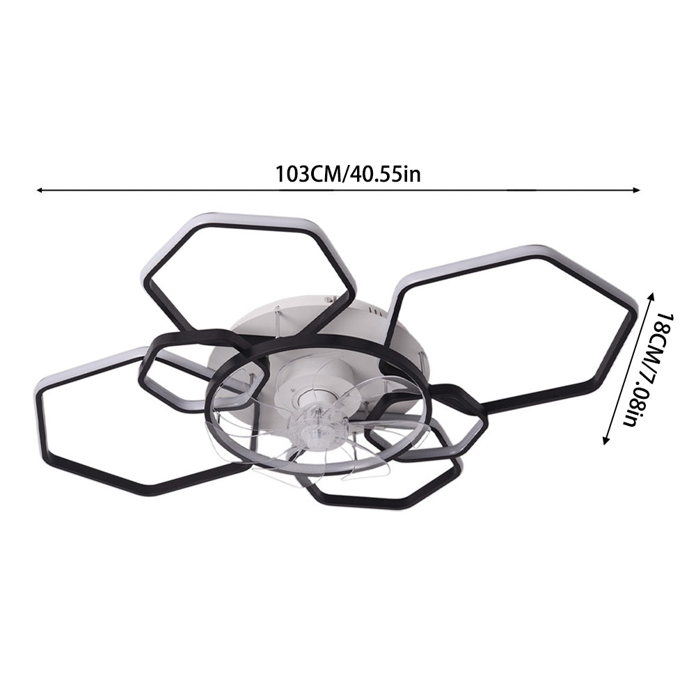 Black Metal Industrial Frame Ceiling Fan Light 5 Blades With 3-color Dimming, 6-speed, 2.4g App & Remote Control