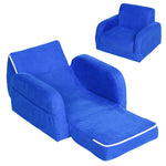 2 In 1 Kids Armchair Sofa Bed Fold Out Padded Wood Frame Bedroom | Blue