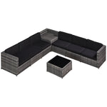 8pcs Patio Rattan Sofa Set Garden Furniture Side Table | Gray
